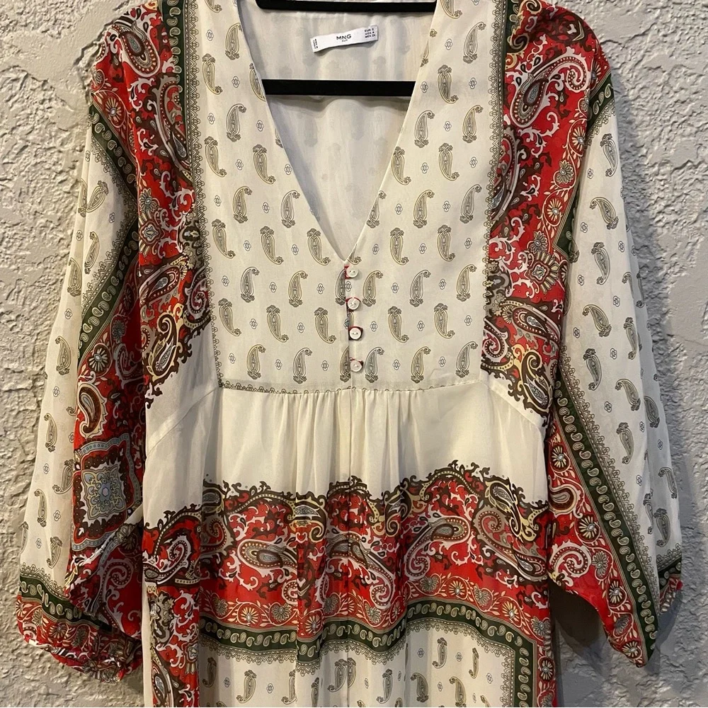 MANGO | chiffon midi flowy paisley dress - Picture 5 of 6